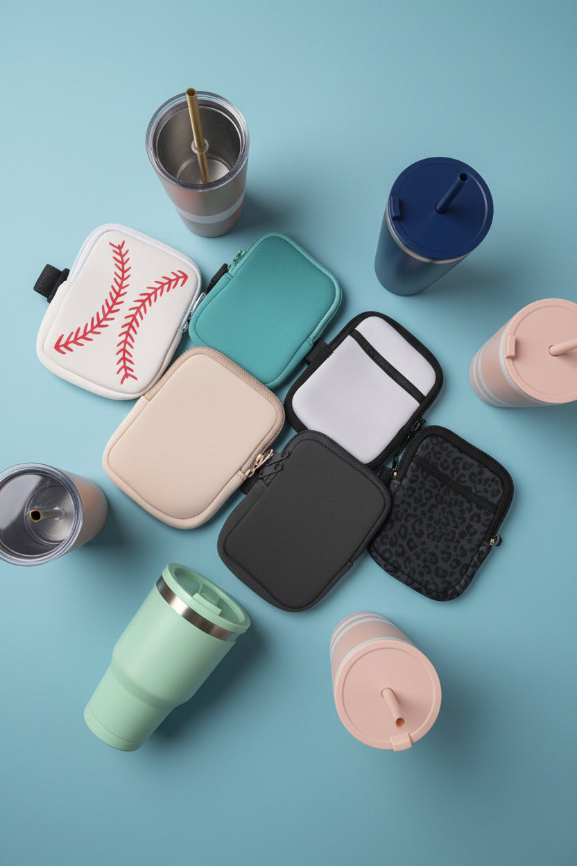 Water Bottle Tumbler Pouch! Hands-Free Strap-On Wallet