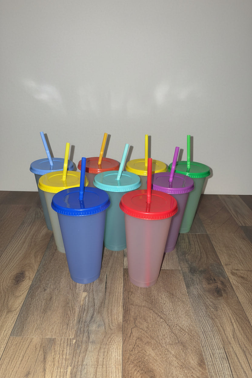 Magic Color-Changing Cold Cups with Straws (24 oz)